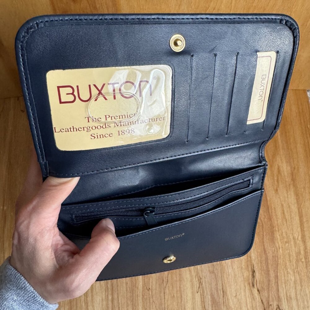Buxton Mini Bag NWT Crossbody Navy Leather - Picture 13 of 16